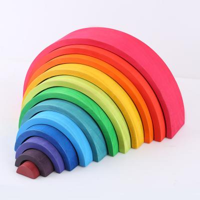 China Building Toy Hot Sale Wooden Rainbow Building Blocks Baby Montessori Education Toys for sale