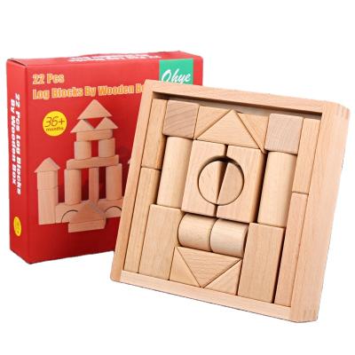 China Building Toy Kids Natural Color 22pc Beech Wood Solid Wood Building Blocks Tools Educational Toys For Children for sale