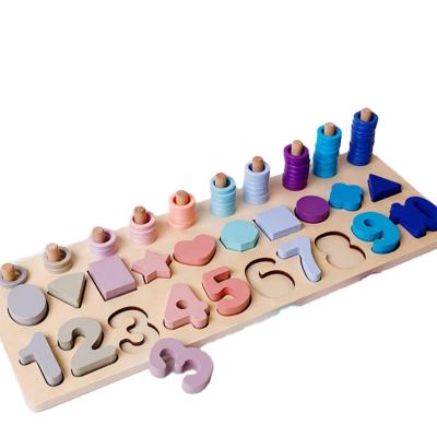 China Environmental Wooden Busy Shape Matching Game Board Math Learning Number Train Education Montessori Toys For Children for sale