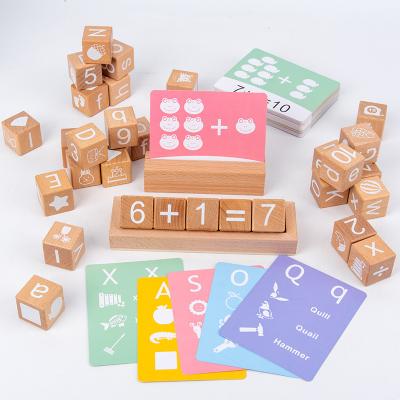 China Eco-friendly Wooden Block Block Montessori Material Montessori Early Learning Educational English Alphabet Puzzle Maths Toys Wooden Gifts Toy for sale