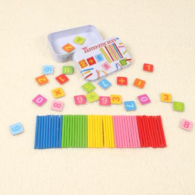 China 100% Eco-Friendly Montessori Teach Toy Wooden Math Manipulatives Preschool Colorful Counting Sticks for sale