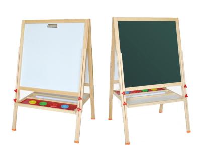 China Hot Selling Wooden Drawing Board Double Sided Adjustable Erasable Magnetic Writing Blackboard Wooden Drawing Toy With Paint Tray For Children for sale