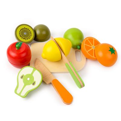 China Early Childhood Education Maker Wooden Kitchen Food Toys Pretend Play Cutting Fruit and Vegetable Toy Sets for Kids for sale