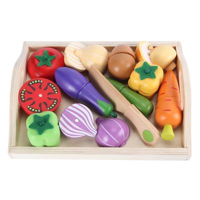 China Pretend Play Toy Set Wholesale Preschool Role Play Pretend Play Kitchen Set Fruit Toy For Kids Toy Wooden Food Cutting Vegetables for sale