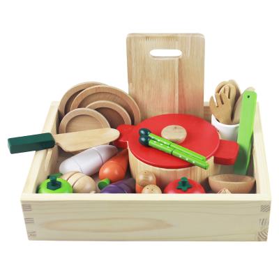 China Toy Wholesale Fruit Cutting Toy Food Toy Wooden Pretend Funny Eco-Friendly Educational Vegetable Kitchen Set Toy For Kids for sale