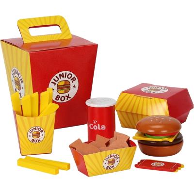 China Simulation Cutting Food Toys Children's Kitchen Set Tableware Toy Pretend Play Food Simulation Cutting Toy Wooden Burger Sandwich-making Set Toys for sale