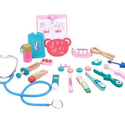 China Doctor Dentist Medical Toys Set of 36M Wooden Educational Simulation Pretend Play Toys for Children for sale