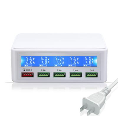 China Fast Charging 3.0 Mobile Phone Tablet MP3 GPS DP EU 5 Port USB Charger With LED Digital Display Charger For Mobile Phone Tablet for sale