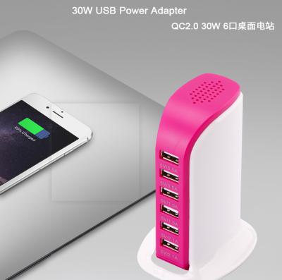 China Multifunctional Microphone DP USA 6 Port USB Charger Mobile Tablet Chariing Fast Charging 2.0 for sale