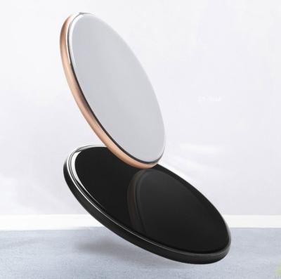 China Cell Phone Acrylic DP Mirror Round 10W QI Wireless Charger Compatible for Samsung Galaxy and iPhone Qi-enabled Devices for sale