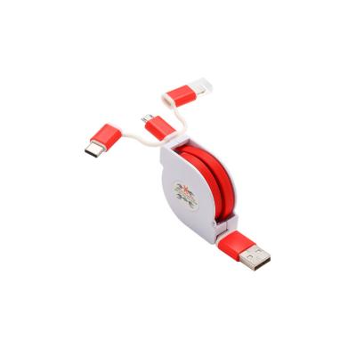 China Mobile Phone Customize Logo 3 In 1 Telescopic Cable Gift Data Charging Cable For iPhone For Android For Type C for sale