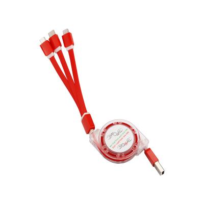 China Mobile Phone Customized Logo Mobile Charger Retractable Charging Line 3 in 1 Multi Charging Cable for sale