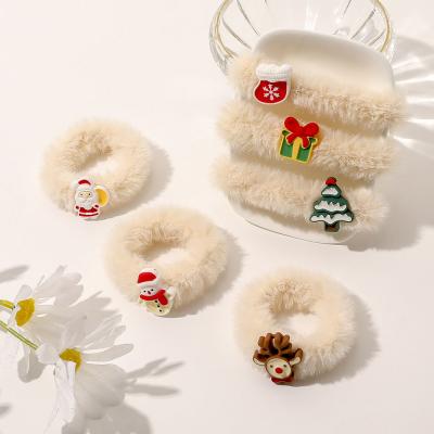 China Autumn Winter Cute Velvet Small Hair Rope Durable Christmas Elastic Furry Hair Rope For Kids for sale