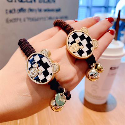 China Durable Hot Selling Female Christmas Large Intestine Hair Rope Checkerboard Bear Hair Rope Hair Accessories for sale