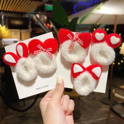 China Hot New Cat Ears Bow Hair Band Cute Red Christmas Decoration Girls Plush Bow Hair Band for sale