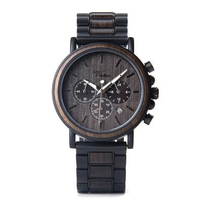 China 2021 Factory Sale OEM Quartz Wristwatch Men's Automatic Date Hot Black Wooden Multifunctional Automatic Sandal Date Wooden Watches for sale