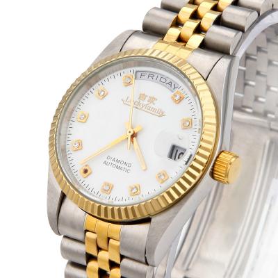 China Luxury Gold Stainless Steel Day/Date Mechanical Watch, OEM Mechanical Watch for sale