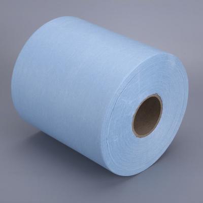 China 55%wood spunlace pulp 45%polyester 60gsm sustainable blue color high water oil grease absorption spunlace nonwoven for sale