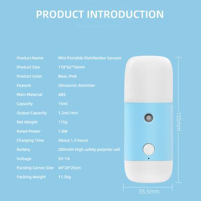 China Pocket Size 11.5kg 15ml 150mAh ABS Facial Nano Mist Sprayer for sale