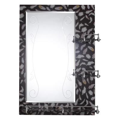 China Modern Black Marble Colored Glassed Bathroom Back Mirror With Glass Shelf for sale