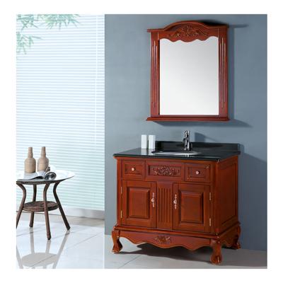 China Modern Vintage Bathroom Vanity Furniture Wooden Carved Cabinet With Top Sink for sale