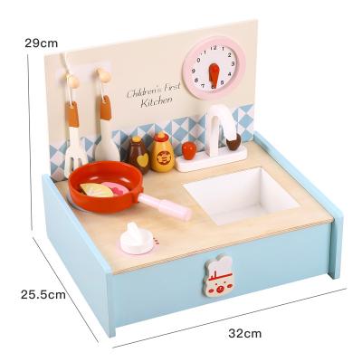 China 28.5*12*34cm QINGTANG Wooden Kitchen Play Set Pretend Kitchen Cooking Play Set Wooden Stove Toy for sale