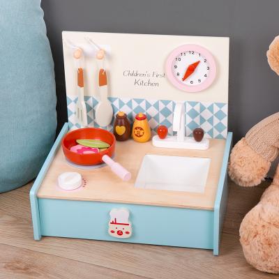 China 28.5*12*34cm Pretend Toy Kitchen Set For Kids Wooden Play Kitchen With Wood Stove Toy for sale