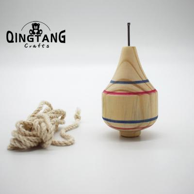 China Mini Classic Kindergarten Toys Complete Spinning For Kids Customized Logo Wooden Spinning Top for sale