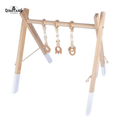 China QINGTANG Baby Wooden Gym Fitness Foldable Wooden Infant Activity Toy Frame for sale