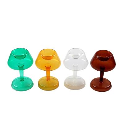 China ECO-frendly Creative Glass Cup Shape Colored Clear Red Wine Glass Candlestick for Romantic Home Decor for sale