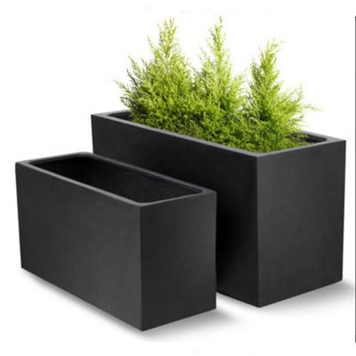 China Europe Outdoor Custom Rectangular Vegetable Grow Box Finished Street Cement Flower Fiberglass Planting Flowerpot for sale