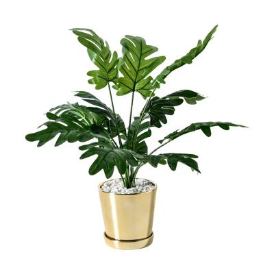 China Modern Nordic light simulation green plant artificial flower luxury creative desktop plastic potted ceramic potted vase for sale