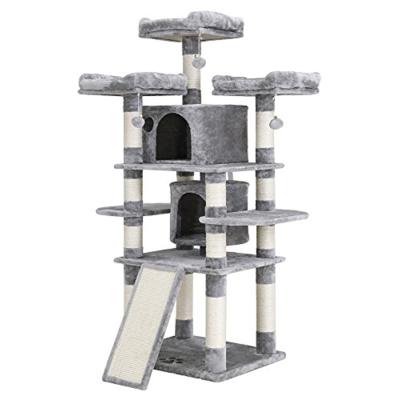 China Sustainable Wholesale Luxurious Colored Solid Wood Sisal Furniture Pet Tree Climbing Tower for sale