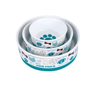 China Viable Manufacturer New Design Non-slip Silicone Ring Fashion Printed Ceramic Dog Bowl for sale