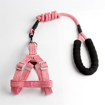 China Wholesale Viable Costom Logo Pet Dog Heavy Duty Pet Collars And Leashes Pet Leash Harness Set Dog Cotton Lesh for sale