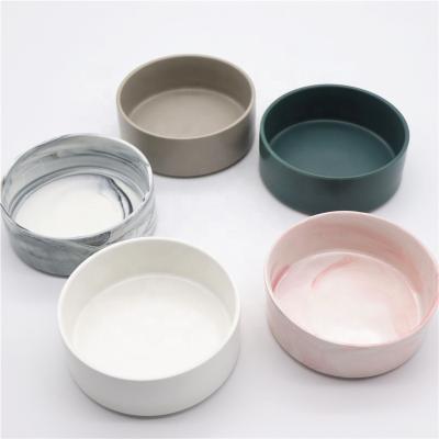 China Automatic Hot Fashion Pure Copper Dog Food Roll Solid Marble Slow Feeder Pet Bowl Ceramic Luxury Pet Bowl for sale