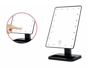 China Adjustable Stand LED Cosmetic Mirror Black Casing Color With Cosmetic Organizer for sale