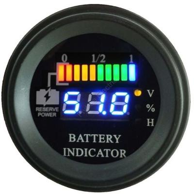 China Round battery gauge Dual LED line 10 Bar Digital Battery Discharge Indicator electric LSV NSV golf carts 5V up to 100V for sale