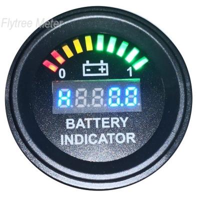 China Round battery gauge 10 Bar Arc LED Digital Battery Discharge Indicator meter hour meter with RS485 12V to 100V for sale