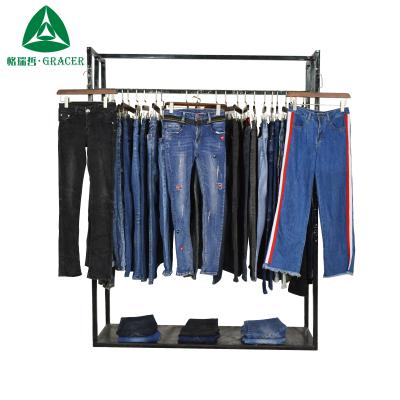 China High Grade Second Hand Clothes Sharjah Ladies Jeans Pants Used Clothing Bale 100KG Unsorted Used Clothes for sale