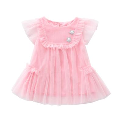 China Washable Cotton Sleeve Shorts Summer Fashionable Clothing Children Pink Princess Baby Girl Dress For Party for sale