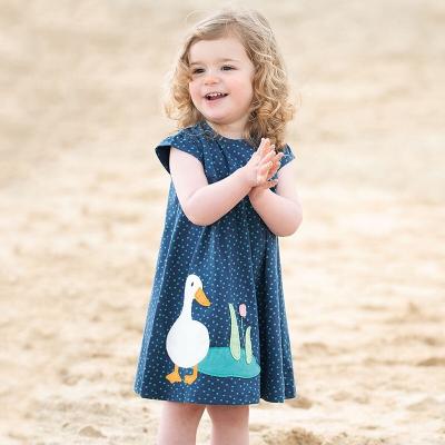 China Hot Sale Girls Breathable Casual Duckling Sleeveless Polka Dot Dresses for sale