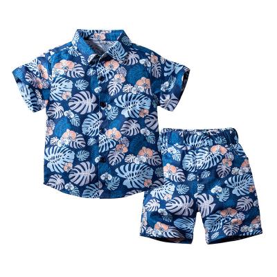 China Smart Summer Casual Fashion Boy Clothing Set Floral Short Sleeve Shirt+Pants Boy Clothes Hawaii 2 Pcs Suit for sale