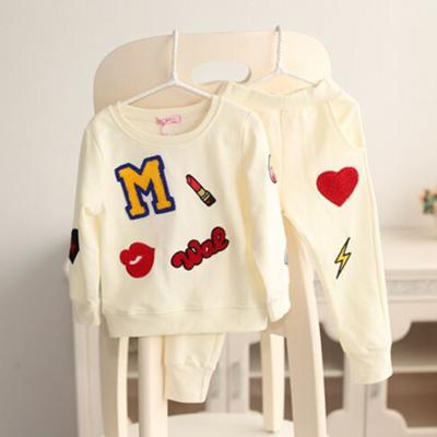 China Casual Hot Sale Spring Autumn Girls Clothing Sets Kids Clothing Boutique Kids Clothing Lipstick Pattern Sets for sale