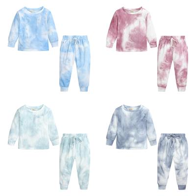 China Printed Casual Tie Dye Clothing Sets Fashionable Kids Girls Long Sleeve Casual Two Piece Home Suit for sale