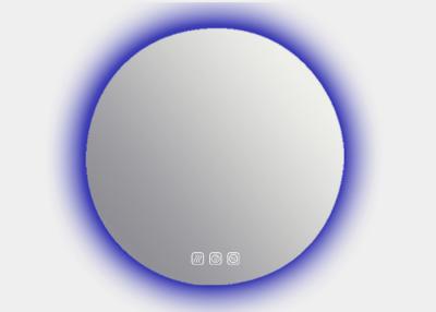 China Circular Fogless LED Illuminated Bathroom Mirror with led touch screen have color change and lighting dimmable for sale