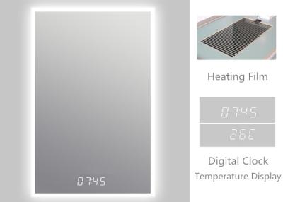 中国 IP44は反霧のフィルムおよびデジタル時計が付いている導かれたデミスターの浴室ミラーを防水します 販売のため