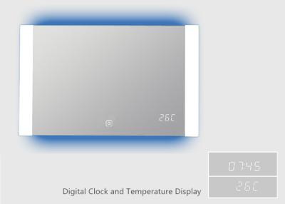 China Dimmable Lighting Touch Screen Bathroom Mirror With Digital Clock Temperature Display for sale