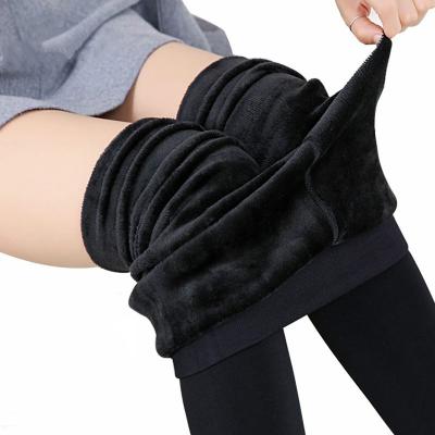 China Warm Women Winter Breathable Gaiters Plus Velvet Solid Color High Waist Stretch Black Gaiters Women Gaiters for sale