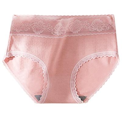 China Antibacterial Women's Pure Cotton Underwear Plus Size Mid Waist Lace Panties For Lady Briefs Breathable Panties for sale